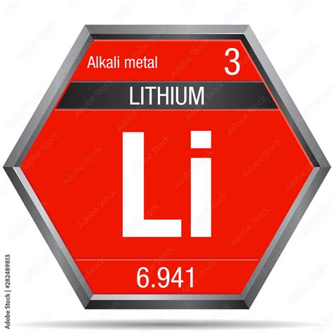 Lithium Symbol In The Form Of A Hexagon With A Metallic Frame Element