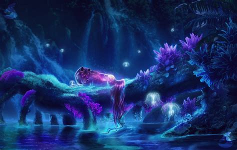 Wallpaper Wolf Magical Creatures Fantasy Creature Night Water