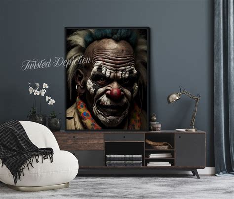Og Evil Clown Pickles Creepy Art Horror Painting Clown Art Framed