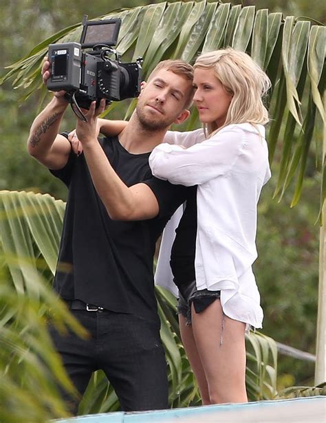 Calvin Harris And Ellie Goulding Playing About With A Camera During The Filming Of I Need Your