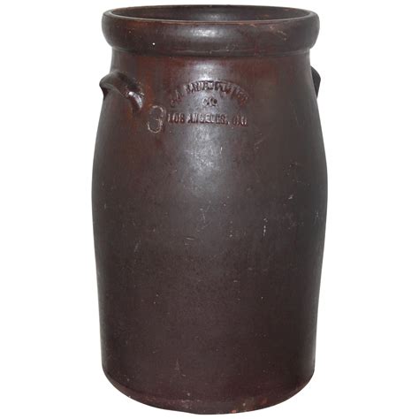 19th Century Large 3 Gal Crock Or Butter Churn Made In Los Angeles For Sale At 1stdibs