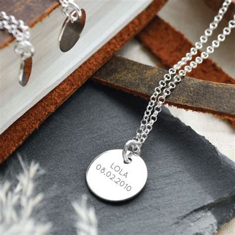 Engraved Sterling Silver Large Disc Pendant Necklace The Perfect