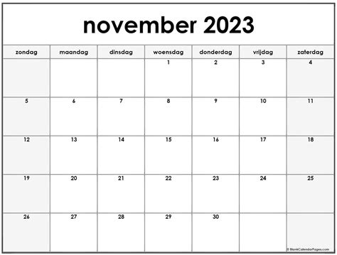 November 2023 Kalender Nederlandse Kalender November