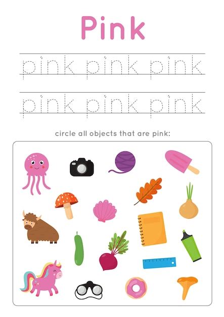 Premium Vector Pink Color Worksheet Learning Basic Colors For