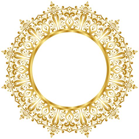 Gambar Bingkai Lingkaran Emas Mandala Mewah Transparan Dengan Pola
