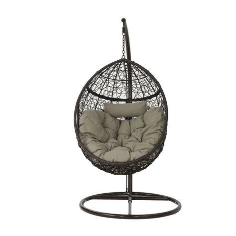 Kyle Outdoor Wicker Hanging Basket Chair With Weather Resistant