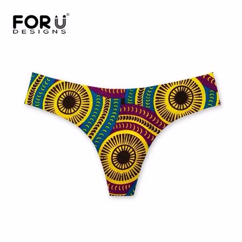 Forudesigns Bikini Bottoms Thong Swimsuit Retro African Printing Women