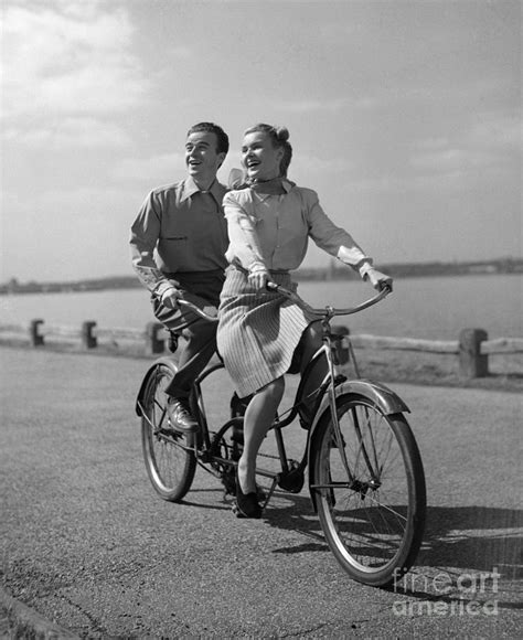 Couple On Tandem Bicycle C S Photograph By Debrocke Classicstock Pixels