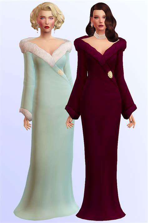 Diva A Long Gown With Fur In 20 Swatches Joliebean On Patreon Maxis