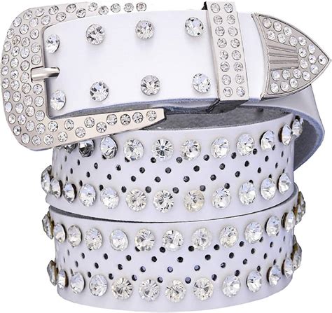 Cinturón De Piel Genuino Para Mujer Con Diamantes De Imitación Unisex
