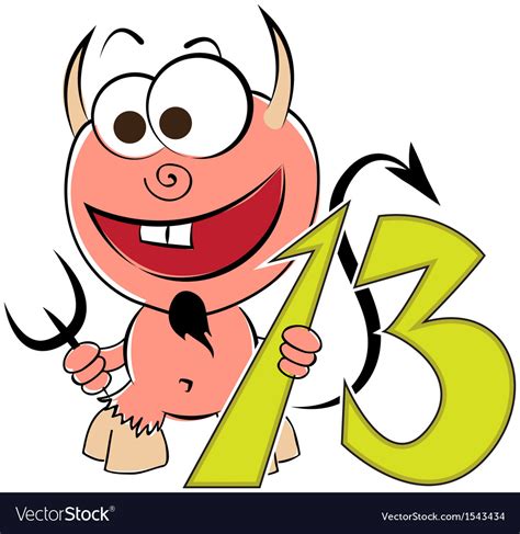 Cheerful Devil With The Number Thirteen Royalty Free Vector