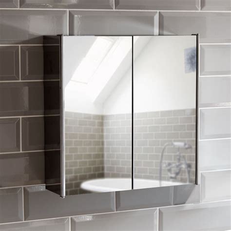 Tiano Double Door Wall Cabinet Stainless Steel Mirrored Vanity Bathroom