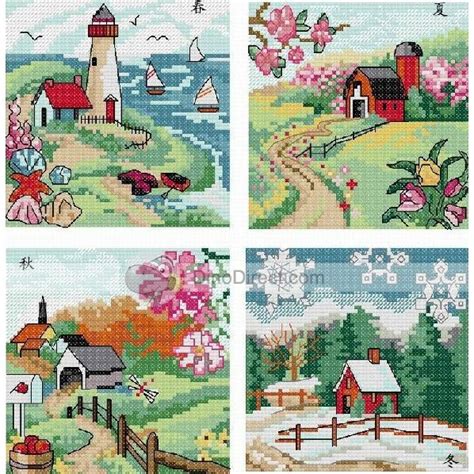 Four seasons cross stitch pattern watercolor art rainbow cross stitch. four seasons trees cross stitch pattern | qty beautiful ...