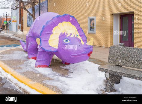 Drumheller Dinosaur Street Art Purple Alberta Canada Drumheller