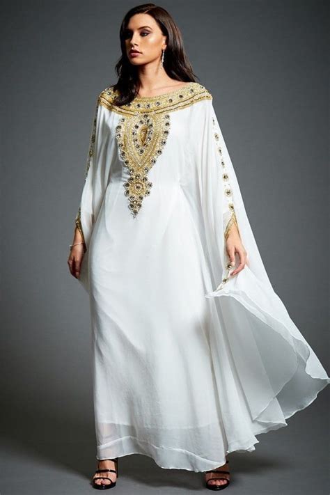 Amira Off White Embellished Kaftan Maxi Dress Kaftan Maxi Dress