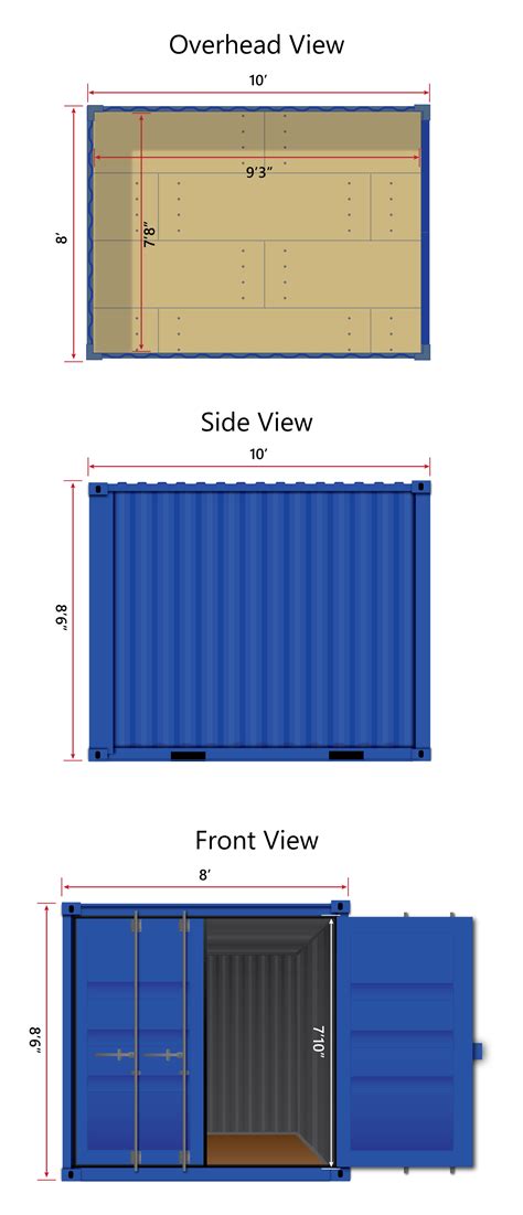 10-foot Shipping Container Dimensions | Shipping container dimensions, Shipping container 