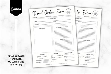 Custom Decal Order Form Template 3 Graphic By Sundiva Design · Creative