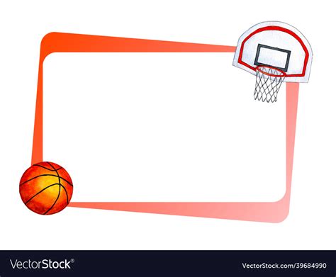 Watercolor Horizontal Sports Basketball Frame Vector Image