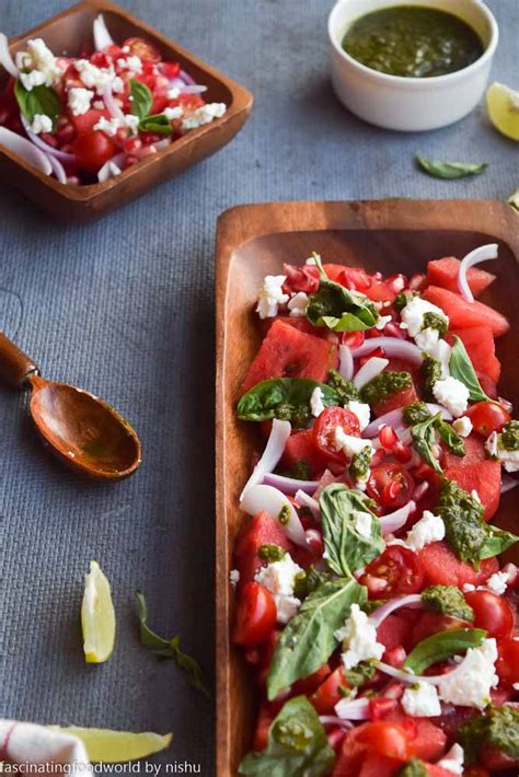 Watermelon And Tomato Salad With Basil Vinaigrette