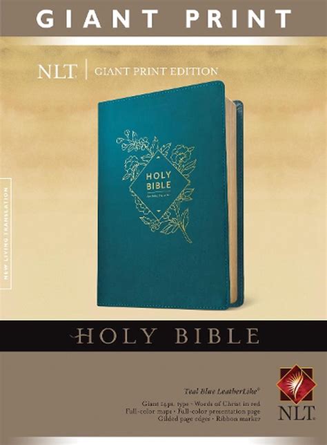 Holy Bible Giant Print Nlt Red Letter Leatherlike Teal Blue