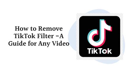 How To Remove Tiktok Filter A Guide For Any Video
