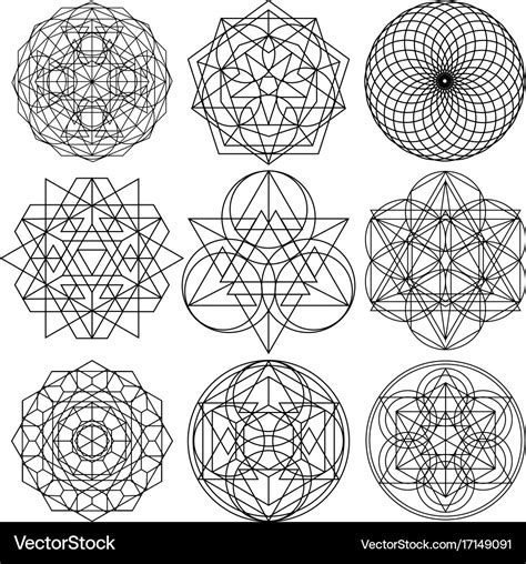 Sacred Geometry Symbols Set 03 Royalty Free Vector Image