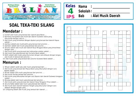 Alat musik yang sumber suaranya berasal dari udara 28. Soal Teka-Teki Silang SD Kelas 4 Tentang Alat Musik Daerah Daerah Dan Kunci Jawaban | Bimbel Brilian