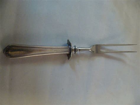 Antique Serving Meat Carving Fork With H And E Sterling Handle Etsy