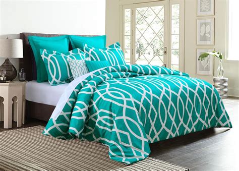 7 Piece Geometric Anbu Comforter Set Teal Full Size