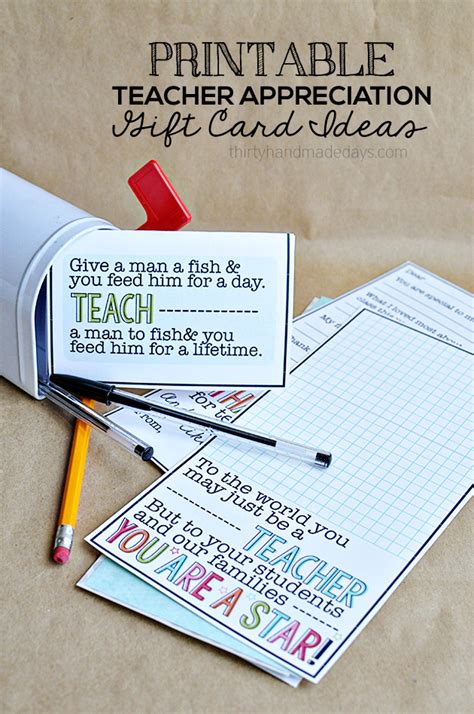 Printable Teacher Appreciation T Card Ideas Thirty Handmade Days