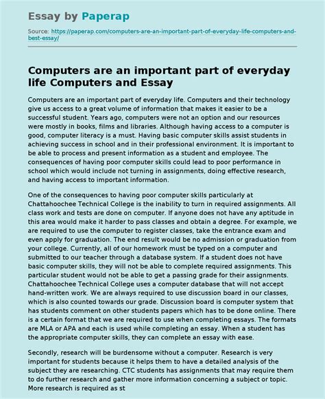 Computers Are An Important Part Of Everyday Life Computers And College