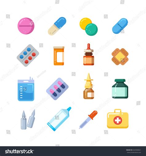 Medicine Cartoon Pill Drug Table Antibiotics Stock Illustration