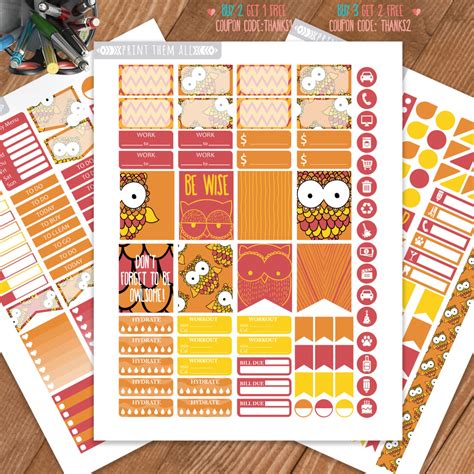 Fall Planner Stickers Printableweekly Kit Stickers For Erin Etsy