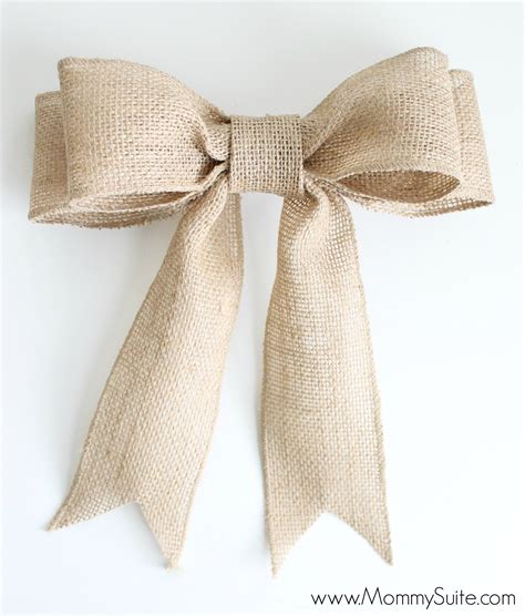 2nd, overlap both ends at middle line; DIY Burlap Bow Tutorial - Mommy Suite