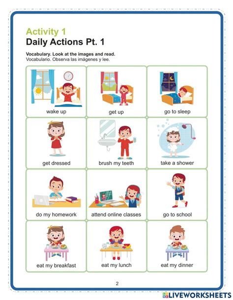 Daily Actions Pt 1 Worksheet Daily Routine Chart For Kids Daily