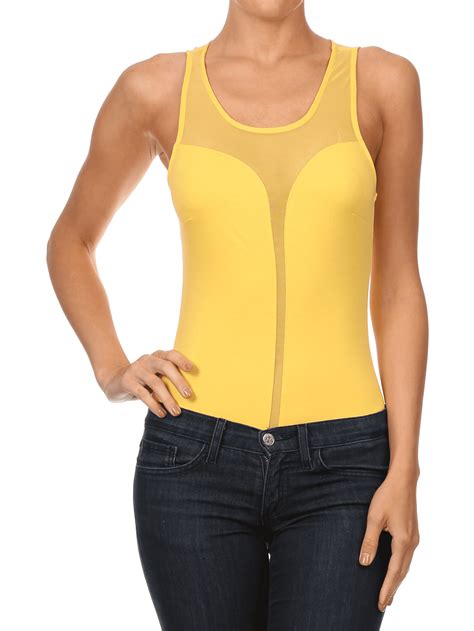 Simlu Bodysuits For Women Long Sleeve Sleeveless Leotard Tank Top