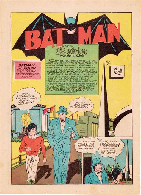 New York Worlds Fair 1939 Batman Comic Strip Batman Comic Book
