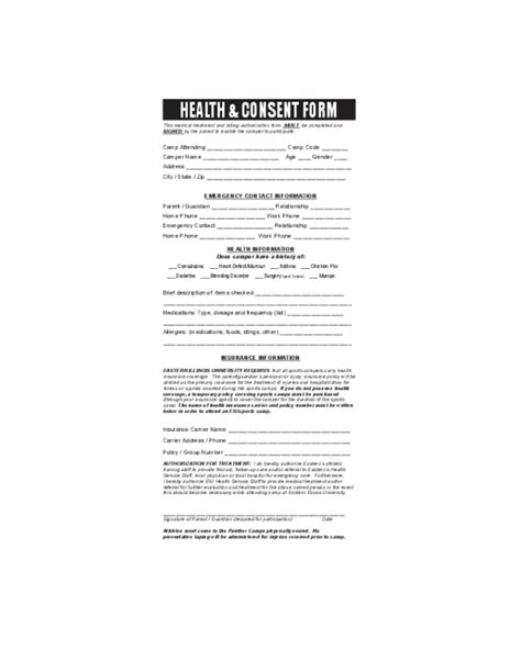 2022 Health Consent Form Fillable Printable Pdf And Forms Handypdf