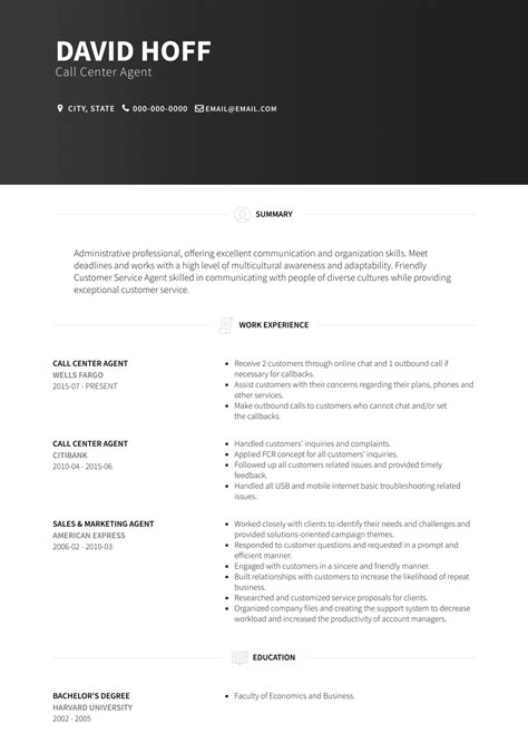 Respected sir/miss, i am employee at i, nouman zaib, an applicant for the post of a call center agent at black arrows, have attached my resume with this. Call Center Agent - Resume Samples and Templates | VisualCV