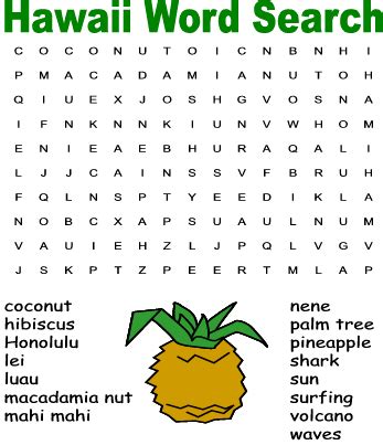 Teach your kids about volcanos with the help of a printable volcano diagram and a free label the volcano worksheet for kids. Hawaii Word Search Puzzles