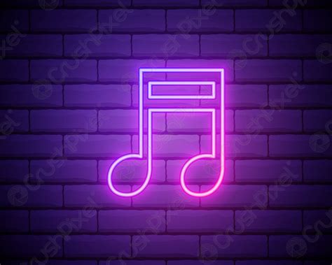 Neon Music Note On The Brick Wall Vector Eps 10 Stock Vector