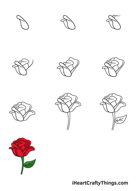 Rose Drawing How To Draw A Rose Step By Step