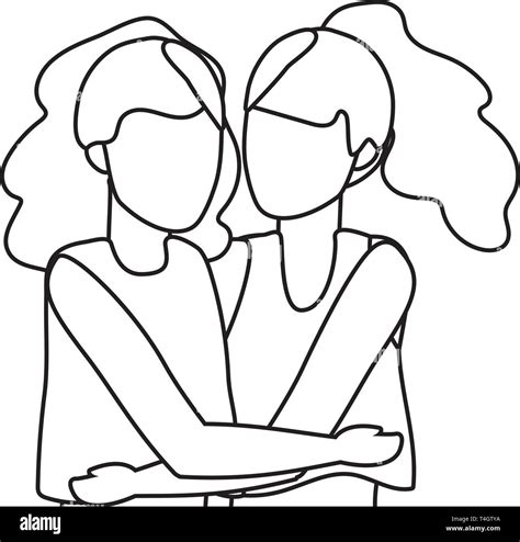 Young Women Hugging Cartoon Vector Illustration Graphic Design Stock Vector Image And Art Alamy