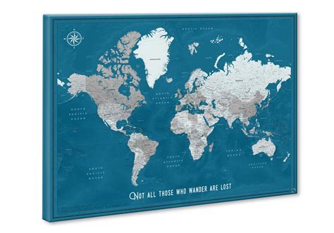 Buy Push Pin Map Canvas With Quote Personalized Travel Map With Pins