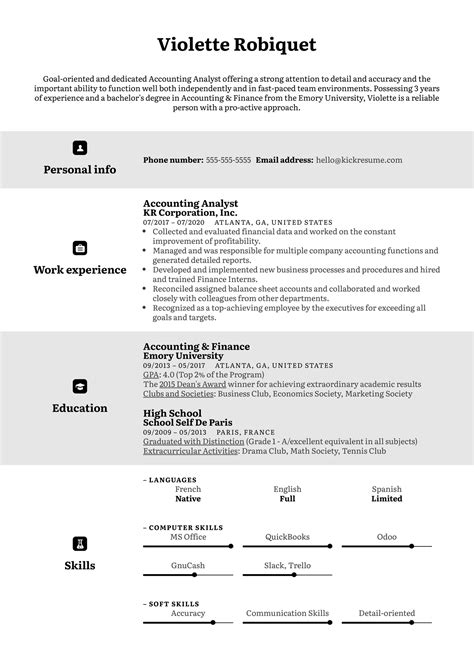 English Cv Example Kickresume