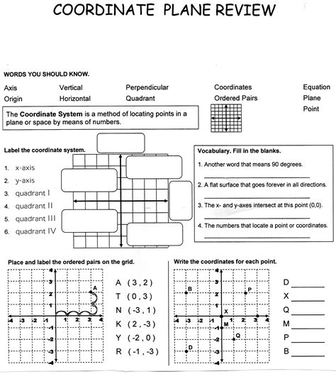 The Coordinate Plane Worksheets