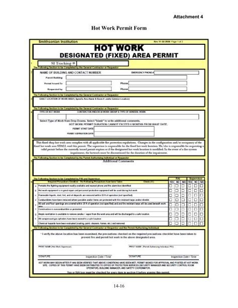 Osha Hot Work Permit Pdf Forms