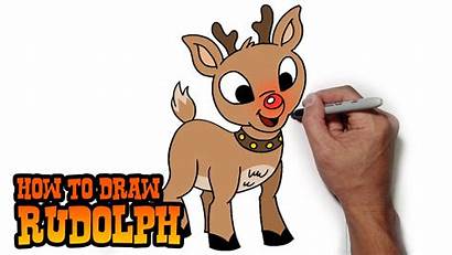 Reindeer Rudolph Cartoon Draw Nosed Easy Clipart