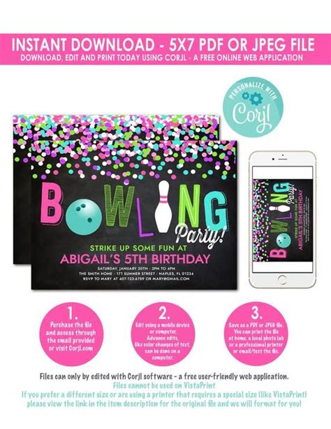 Bowling Birthday Invitation Bowling Invitation Bowling Party Etsy