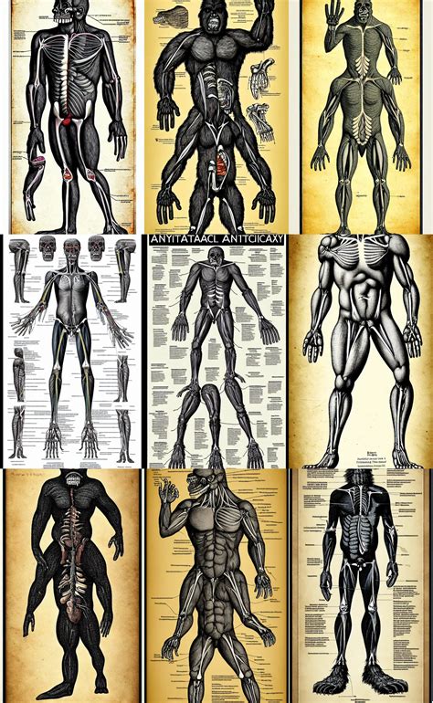 Academic Anatomical Diagram Poster Of A Cryptid Bigfoot Stable